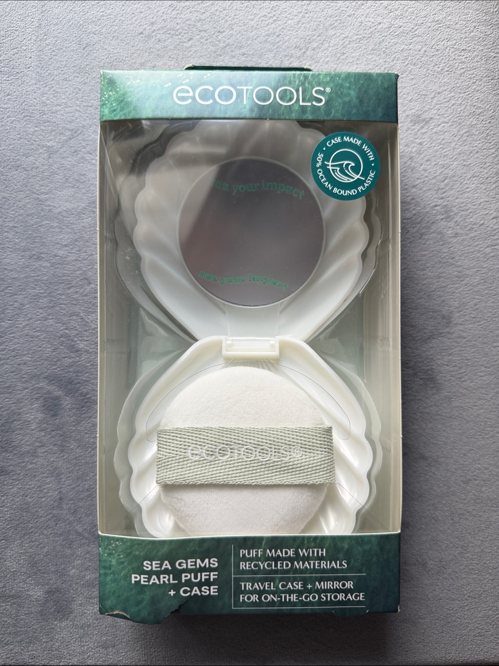 ecotools Sea Gems Pearl Puff & Shell Case - White